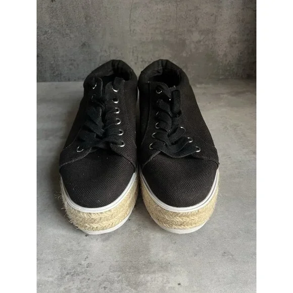Steve Madden Karma Espadrille Sneakers Womens size 9.5 M Black White Platform - Picture 15 of 16